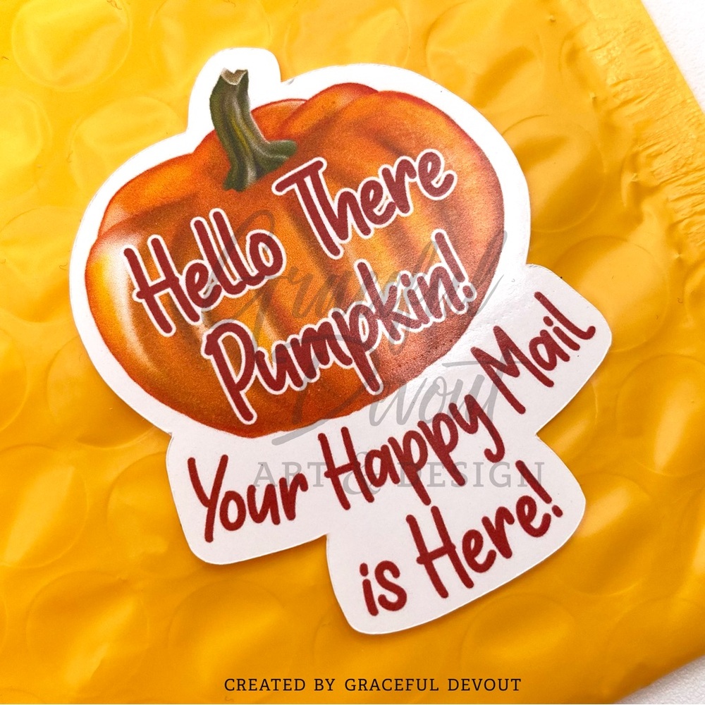 Hello There Pumpkin! Your Happy Mail Is Here! - 2" (inches) (96ct.) Stickers - Picture 2 of 4